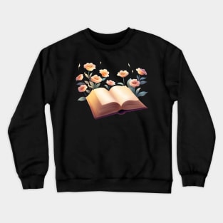 open book with flowers Crewneck Sweatshirt